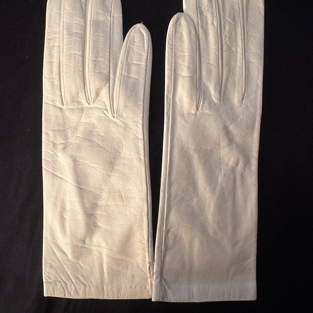 Vintage Italian White Leather Gloves